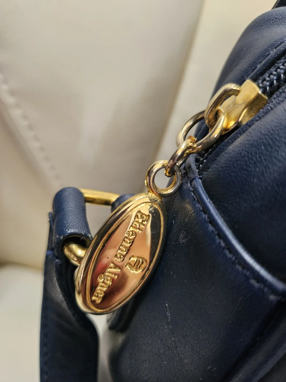 Etienne Aigner Navy Leather Crossbody with Gold Hardware